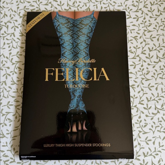 Honey Birdette 💋💋 TURQUOISE PYTHON GARTER BELT STOCKINGS‼️ - Picture 7 of 8